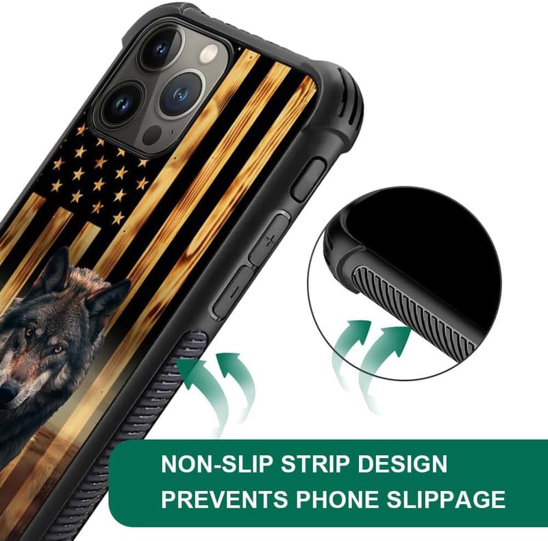 iPhone 15 Pro Case - Shockproof TPU Cover with Wood Grain Design