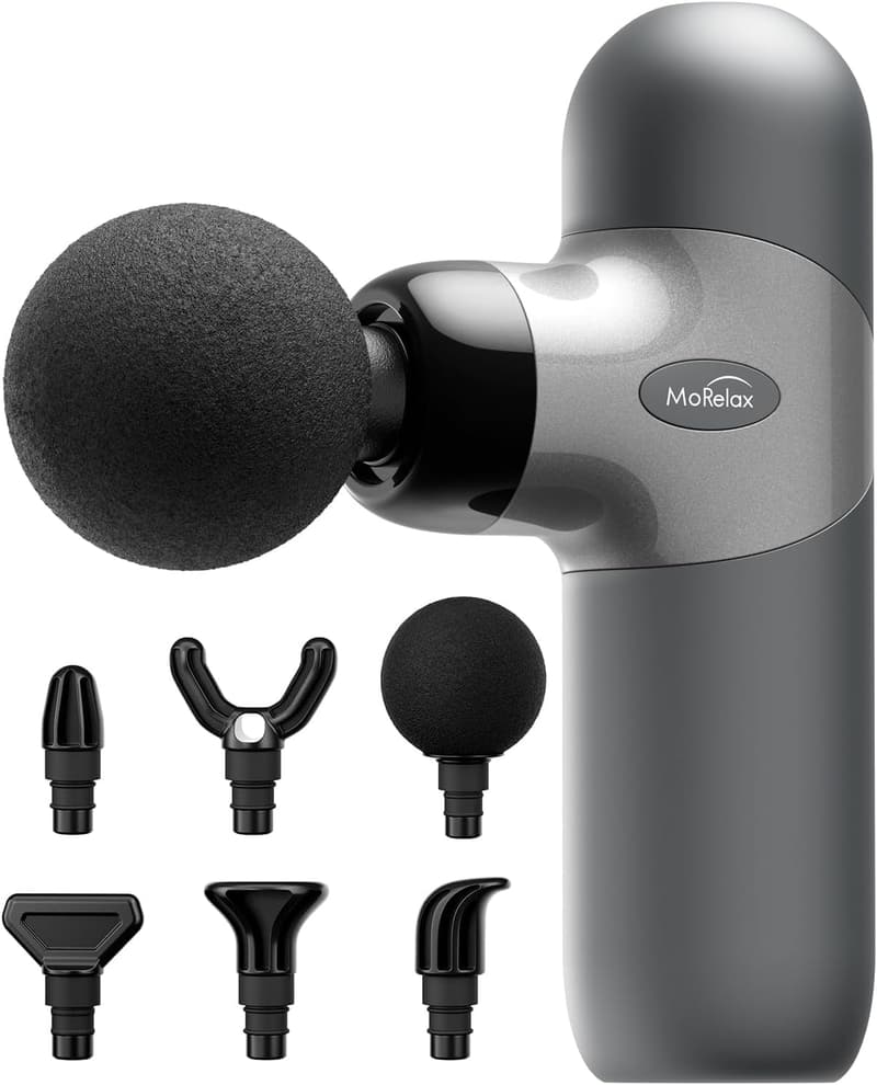 Deep Tissue Massage Gun – 6 Heads, 4 Speeds, Washable Silicone