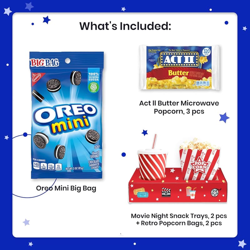 Movie Night Basket Gift Set – Candy, Snacks & Trays for Families