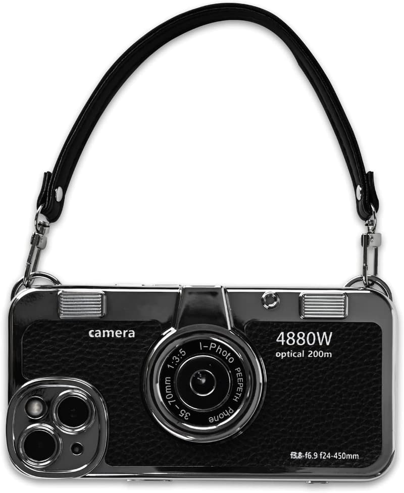 Vintage Camera Phone Case for iPhone 15 Plus - Classic Black Design