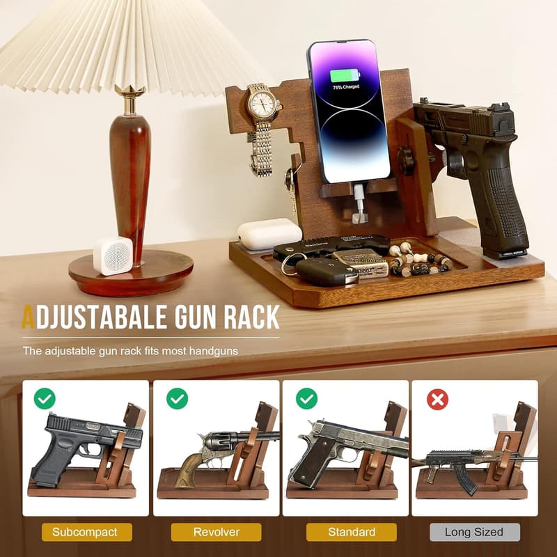 Wood Phone Docking Station Organizer for Father's Day Gifts