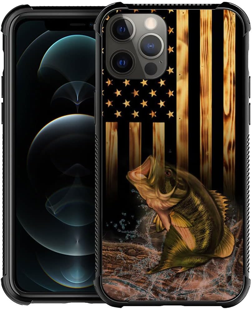 Wood American Flag Fish iPhone 13 Case, Soft TPU, Anti-Scratch