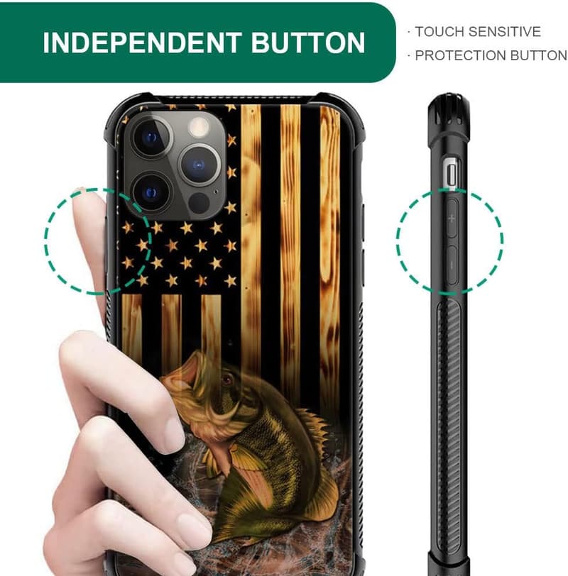 Wood American Flag Fish iPhone 13 Case, Soft TPU, Anti-Scratch