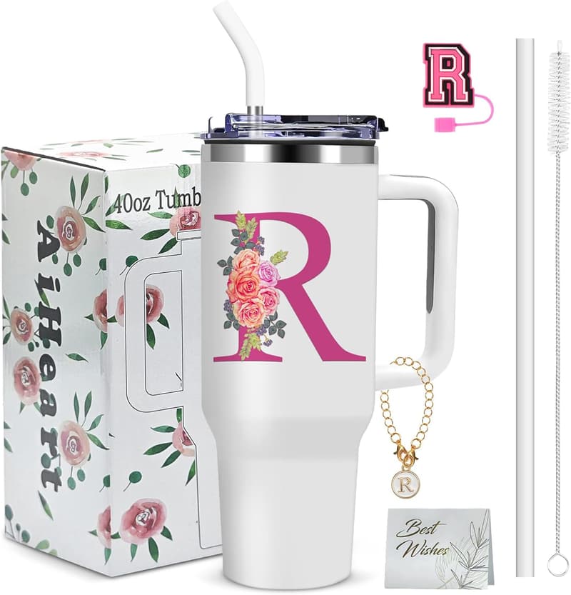 Birthday Travel Tumbler for Women - Personalized Monogram Gift