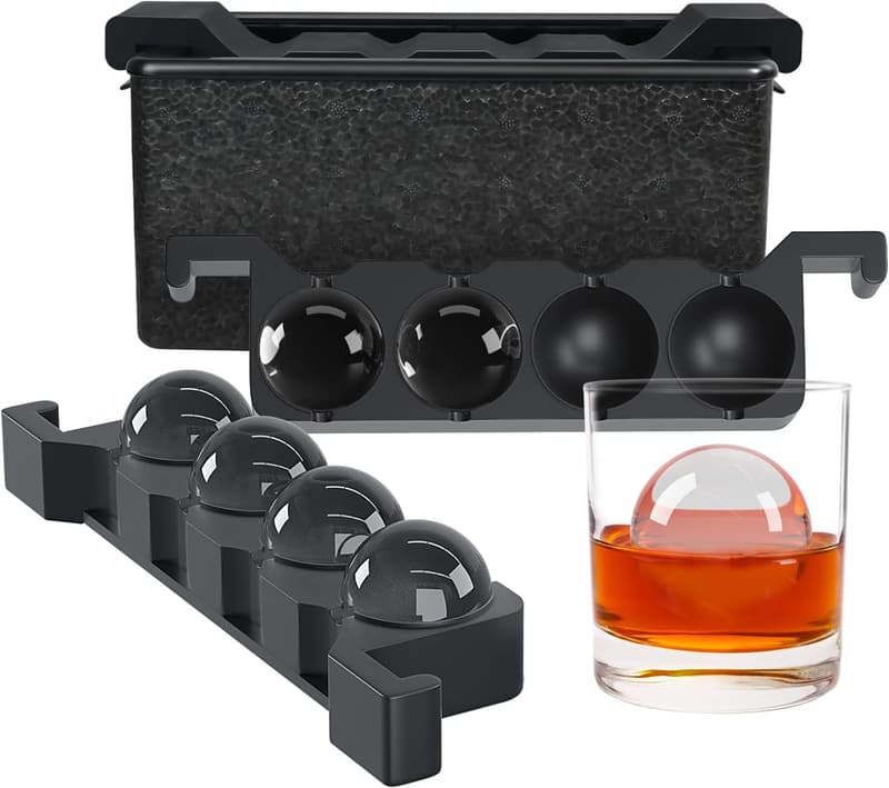 Cocktail Ice Sphere Maker - 2-Inch Crystal Clear Molds, Gift for Men
