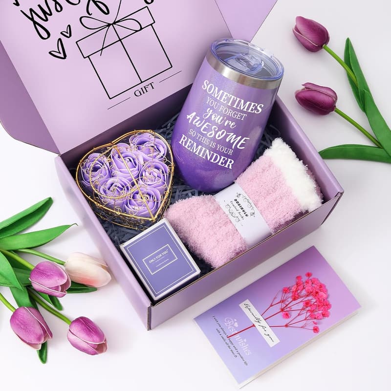 Mother's Day Gift Basket with Tote Bag, Tumbler, and Soap