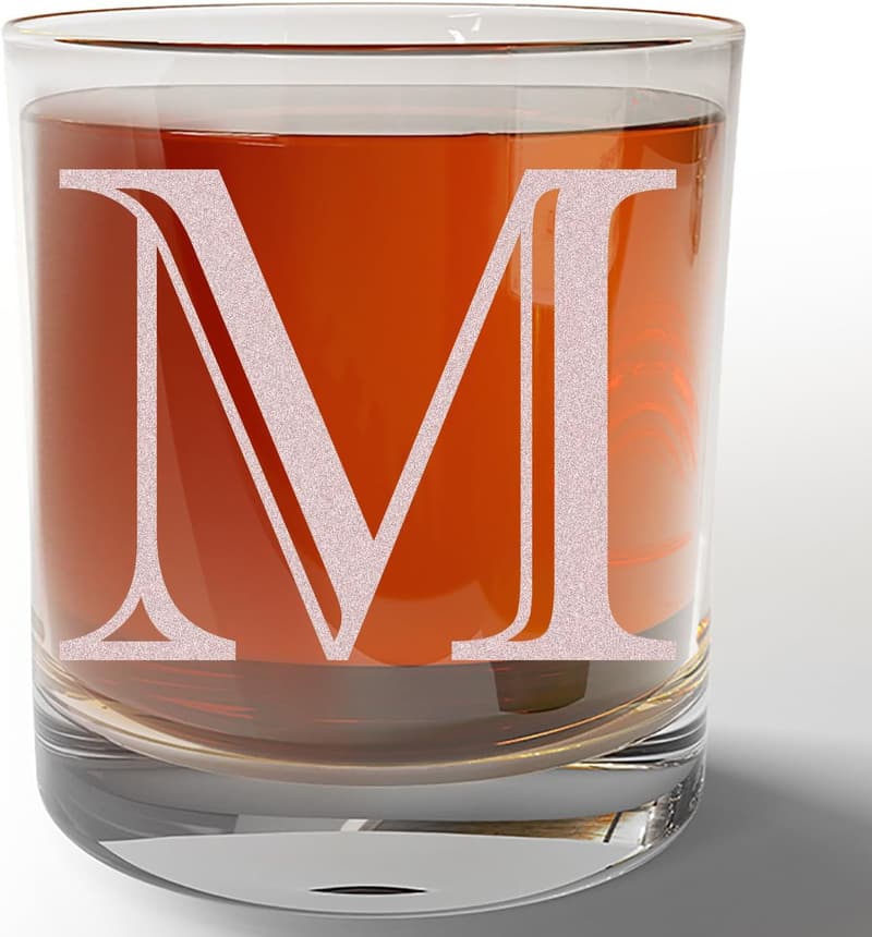 Personalized Father's Day Monogram Whiskey Glass - Letter M