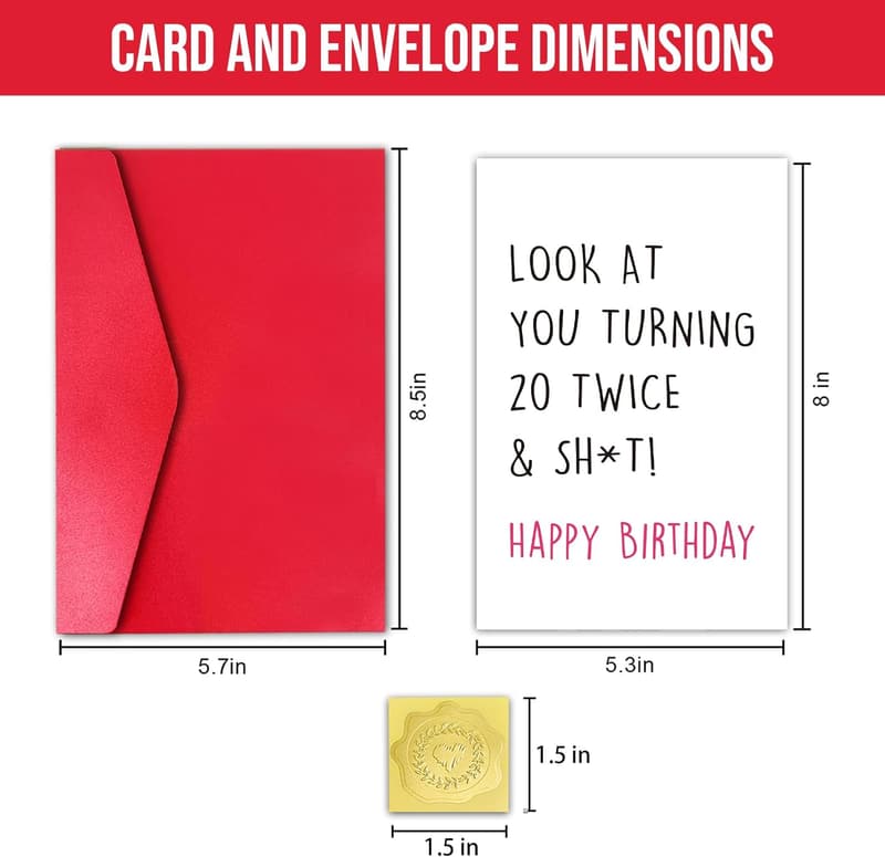 40th Birthday Card for Friends and Family - Humorous Design