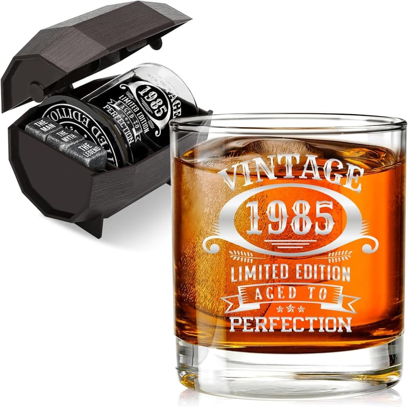 40th Birthday Vintage Whiskey Glass Set for Men