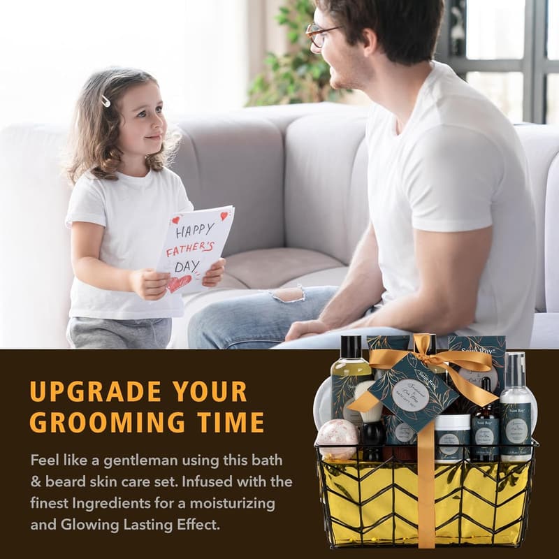Father's Day Spa Gift Basket for Men – 13-Piece Sandalwood Set