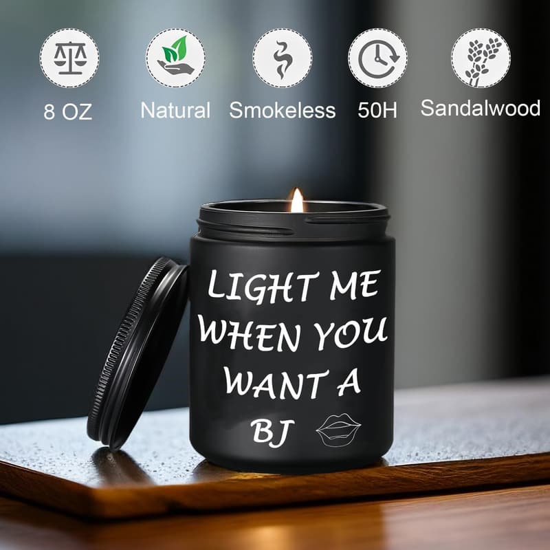Sandalwood Scented Soy Candle for Men - Unique Valentine's Gift