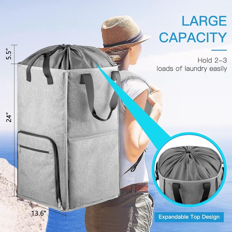 Extra Large Laundry Backpack with Adjustable Straps for College