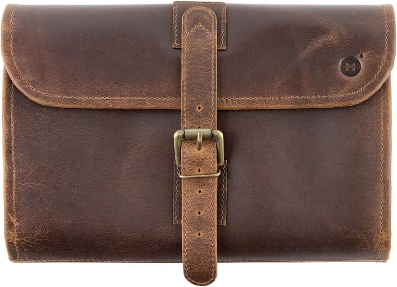 Leather Hanging Toiletry Bag for Men & Women