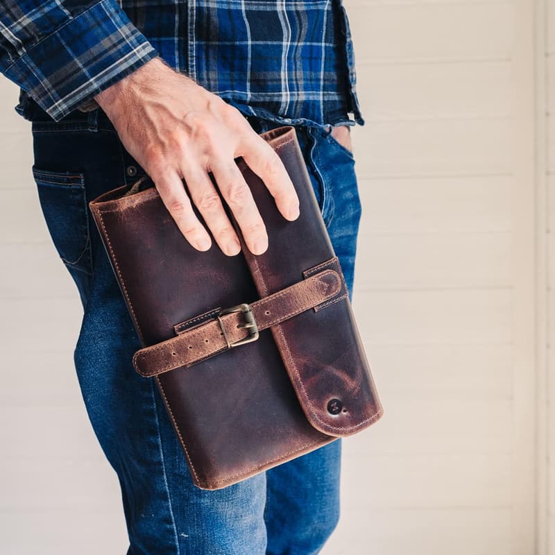 Leather Hanging Toiletry Bag for Men & Women