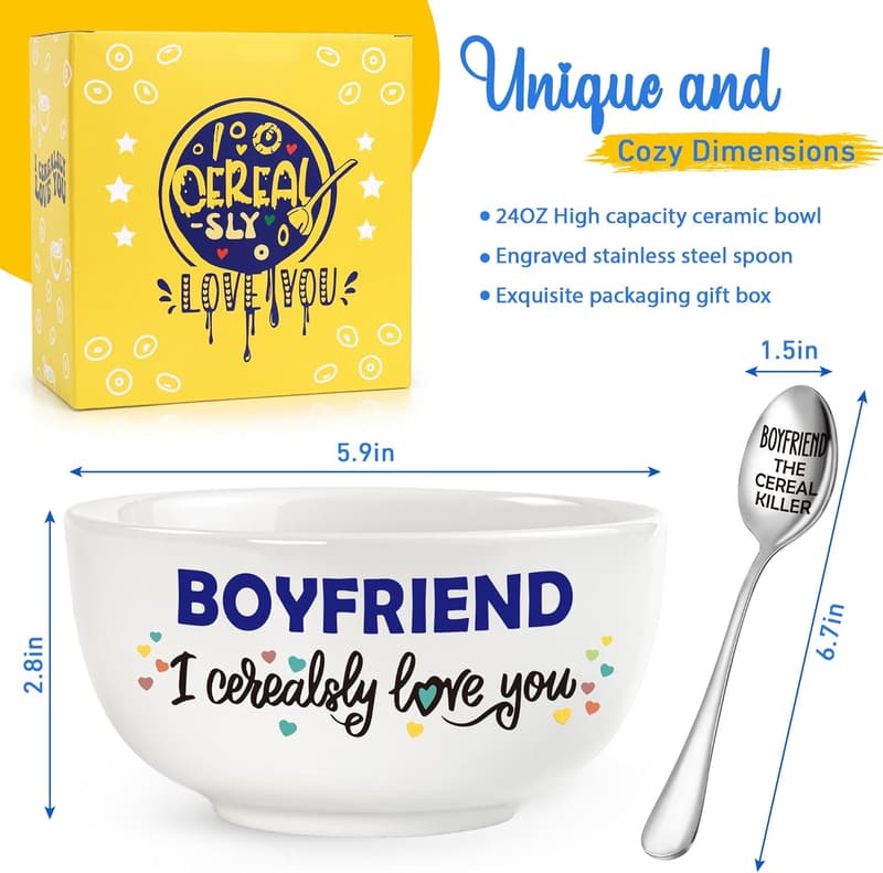 Funny Ceramic Cereal Bowl for Boyfriend's Birthday