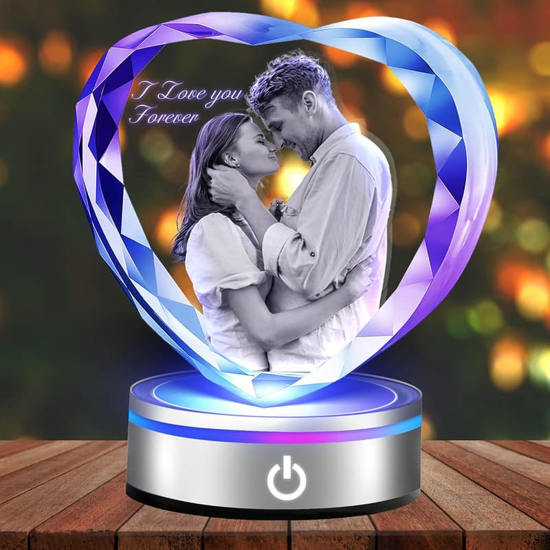 Personalized Crystal Photo Frame for Anniversary & Birthday Gifts