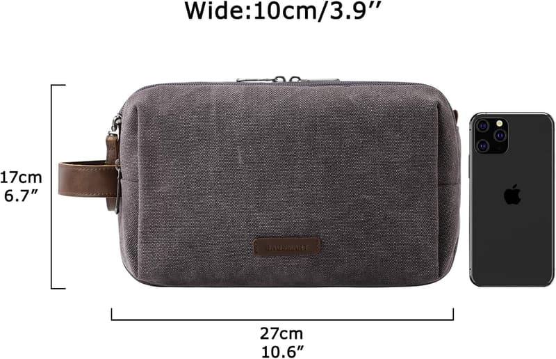 Men's Water-Resistant Canvas Toiletry Organizer Bag