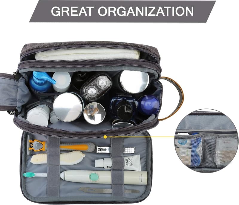 Men's Water-Resistant Canvas Toiletry Organizer Bag