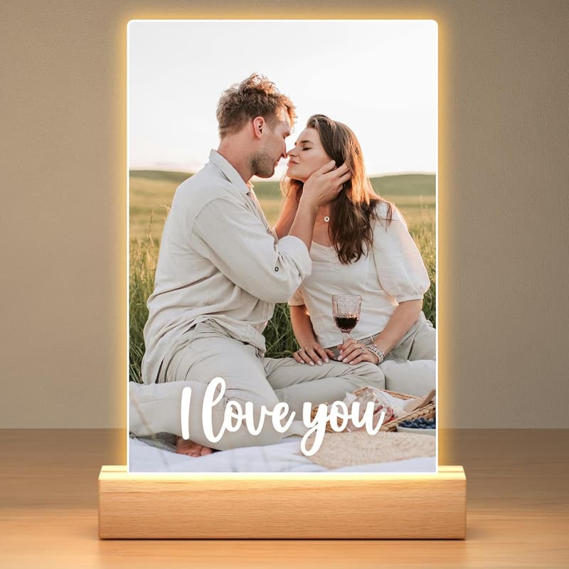 Personalized Night Light Photo Frame for Couples
