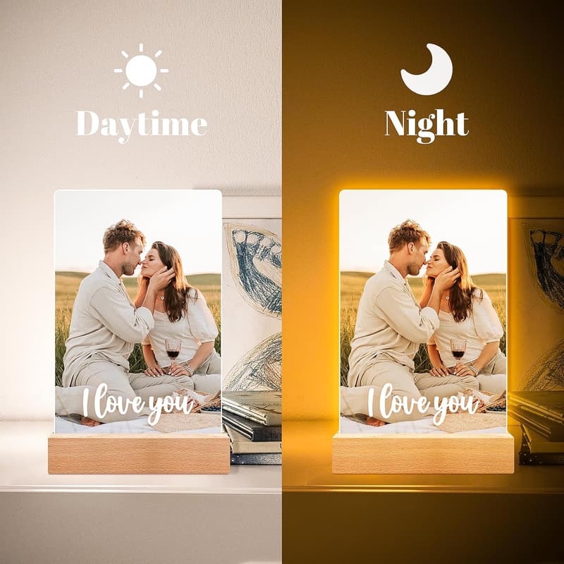 Personalized Night Light Photo Frame for Couples