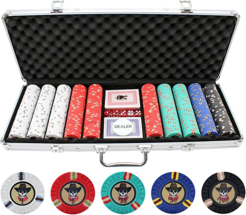 Casino Quality 500pc Outlaw Poker Chip Set with Strong Case