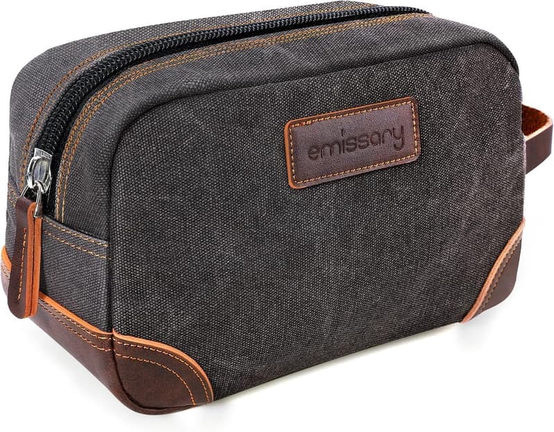 Men's Canvas Toiletry Bag - Water-Resistant Travel Dopp Kit