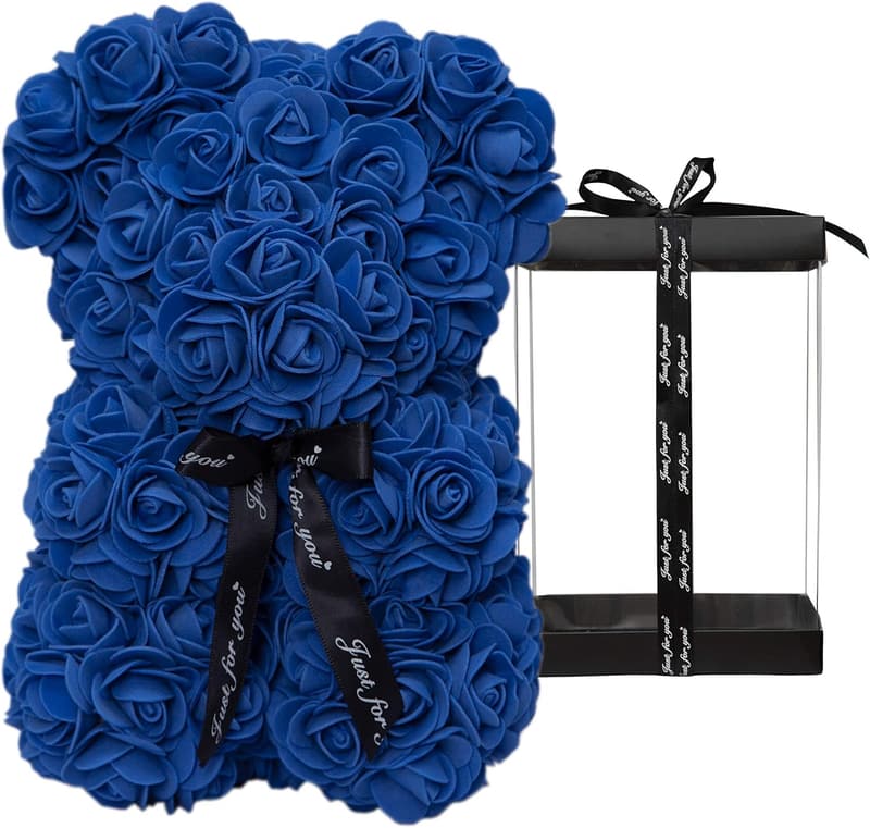 Valentine's Day Rose Bear in Clear Gift Box - Handmade 10