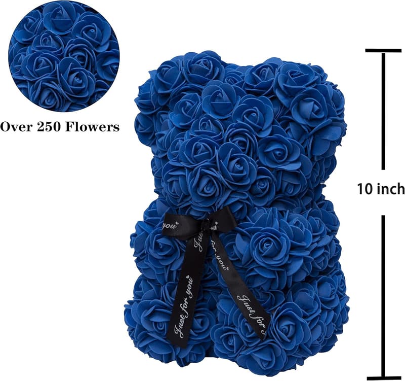 Valentine's Day Rose Bear in Clear Gift Box - Handmade 10