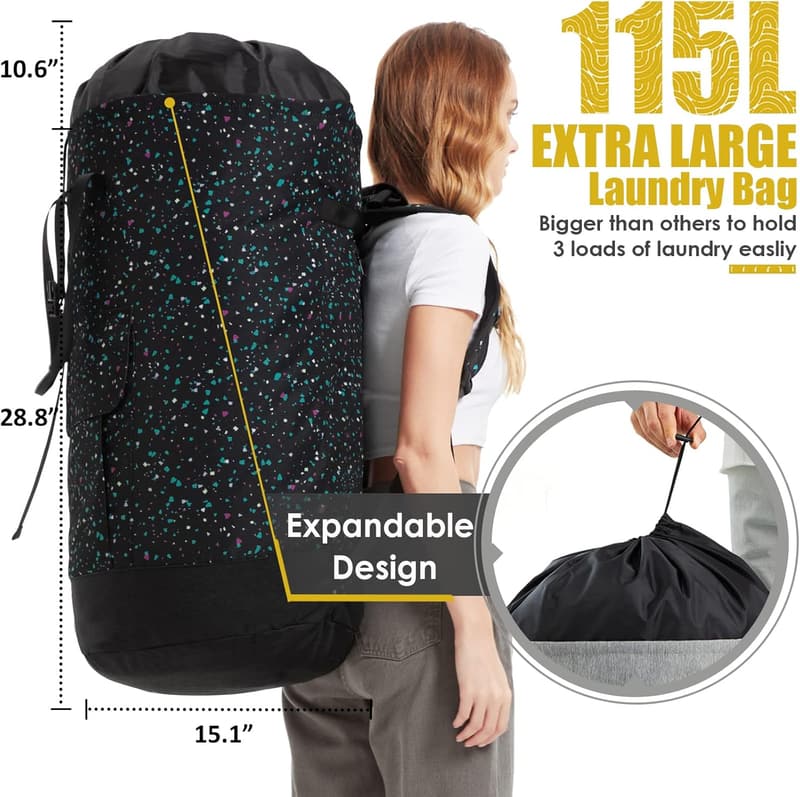 Extra Large 115L College Laundry Backpack with Shoulder Straps