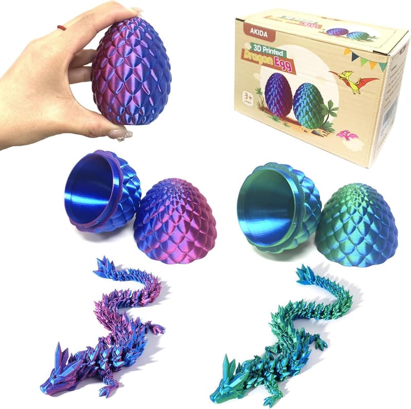 Mystery Dragon Egg Fidget Toy - 3D Printed Pack of 2