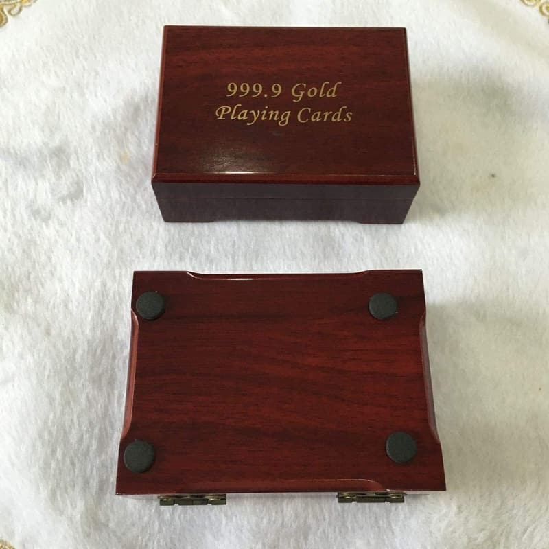 Luxury 24K Gold Foil Poker Cards with Wooden Gift Box