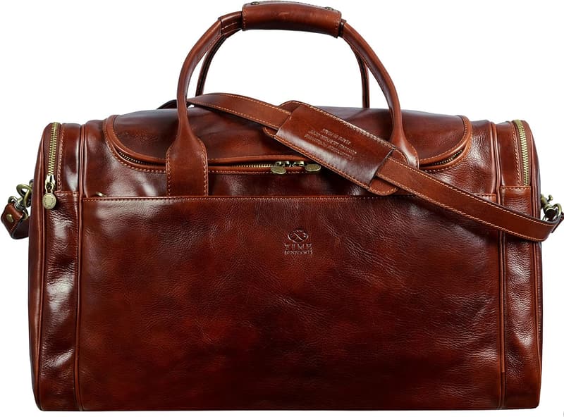 Large Leather Duffel Bag for Weekend Travel