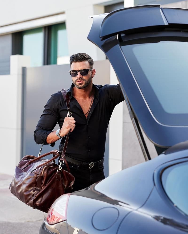 Large Leather Duffel Bag for Weekend Travel