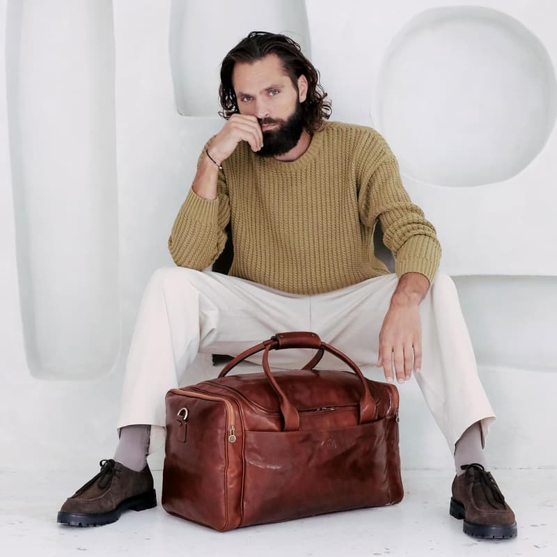 Large Leather Duffel Bag for Weekend Travel