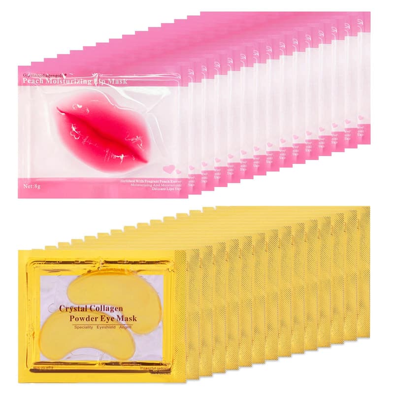 24K Gold Collagen Eye & Lip Masks Set - 30 Pairs