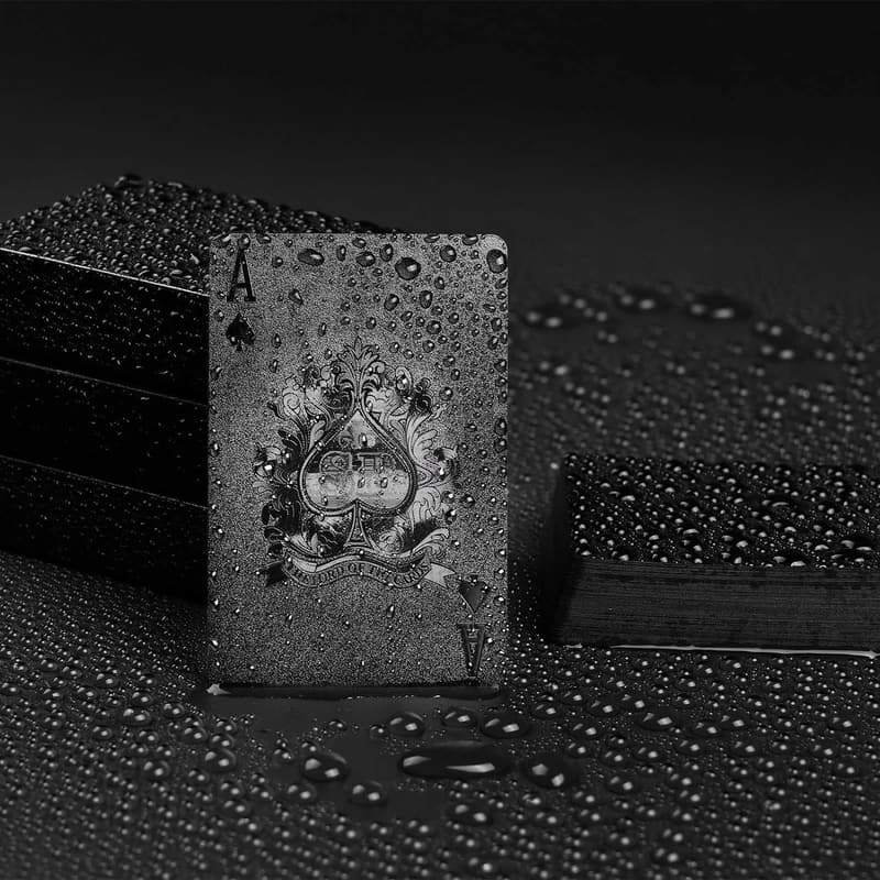 Waterproof Black Foil Poker Playing Cards Gift Set