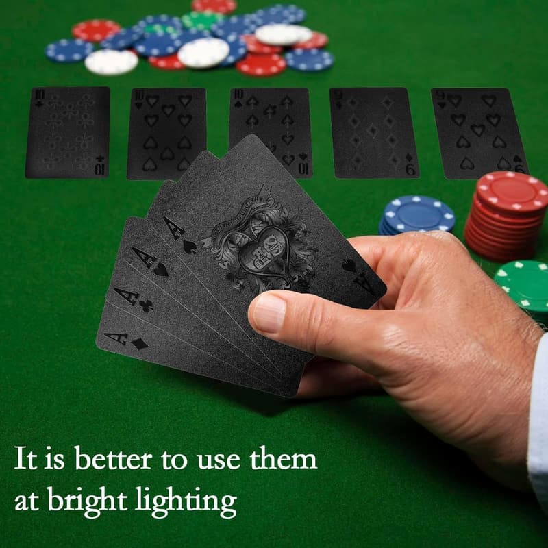 Waterproof Black Foil Poker Playing Cards Gift Set