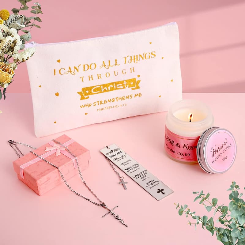 Inspirational Christian Gift Set for Women – 8pcs Faith Basket