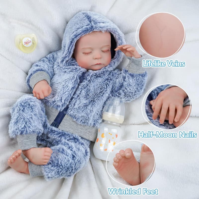 Lifelike 17-Inch Reborn Baby Doll Set for Kids 3+