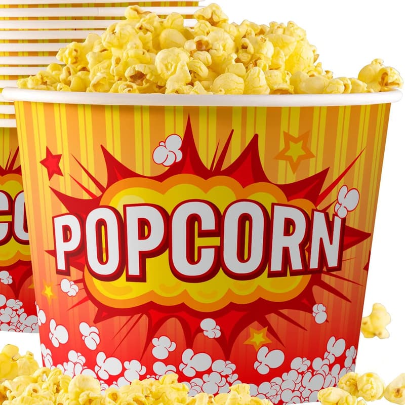 Retro 85oz Reusable Popcorn Buckets - 150 Pack for Movie Nights