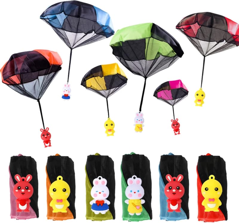 Easter Basket Stuffers: 6 Pack Flying Parachute Toys for Kids