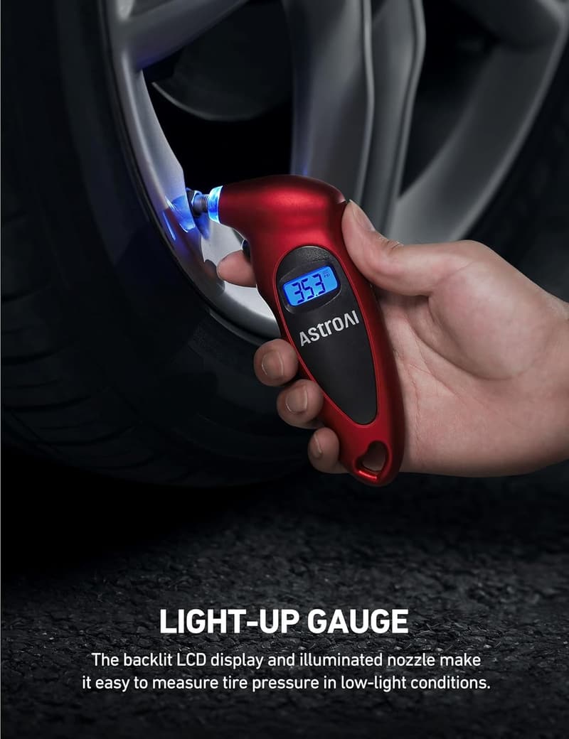 Digital Tire Pressure Gauge with LCD Backlight - 0-150 PSI