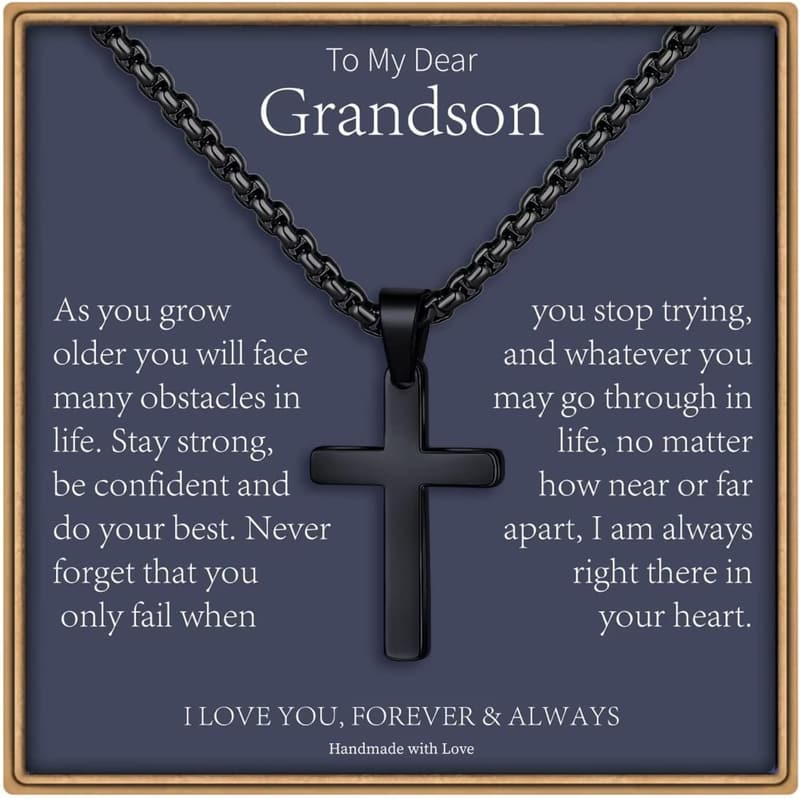 Father's Day Silver/Gold Cross Pendant Necklace for Men
