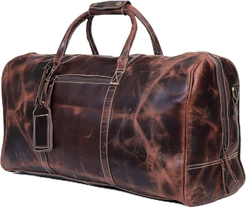 Men's 21-Inch Genuine Buffalo Leather Duffle Bag