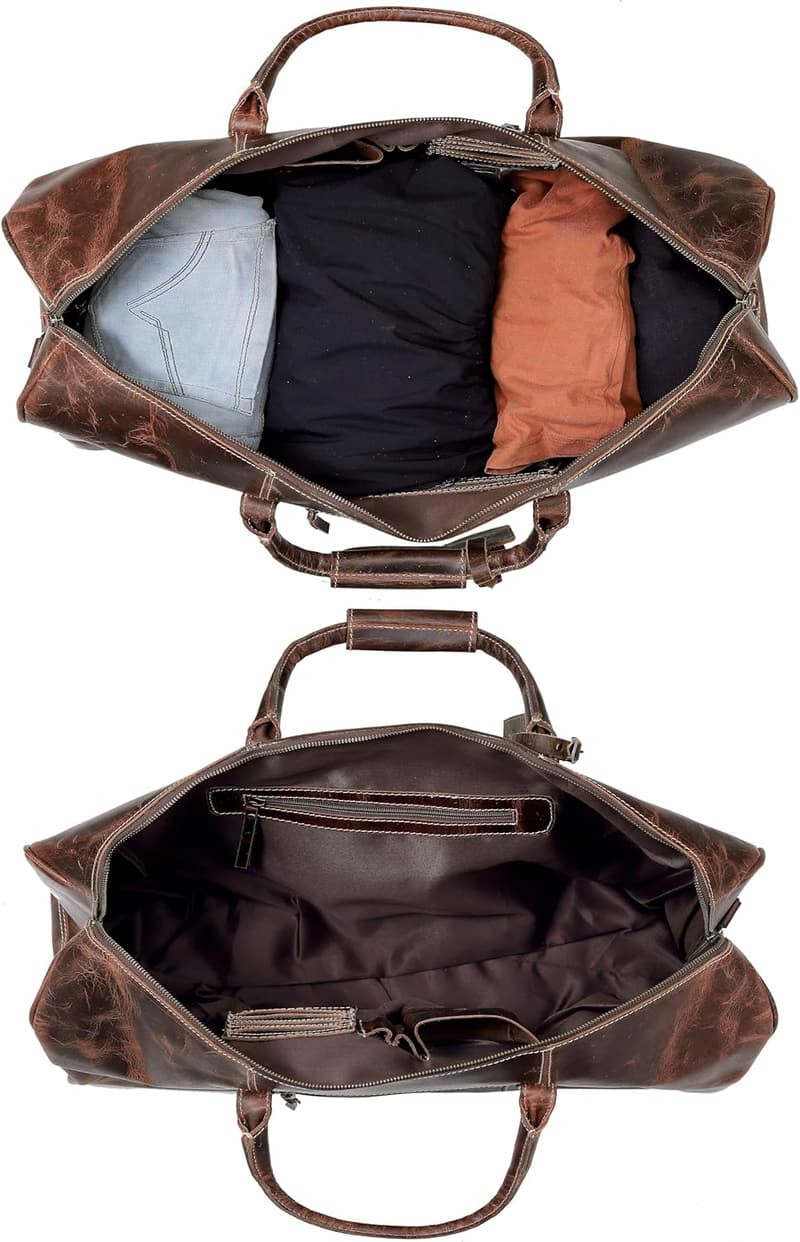 Men's 21-Inch Genuine Buffalo Leather Duffle Bag
