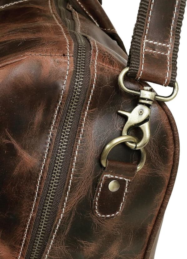 Men's 21-Inch Genuine Buffalo Leather Duffle Bag