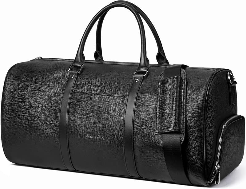 Men's Large Genuine Leather Overnight Travel Duffel Bag