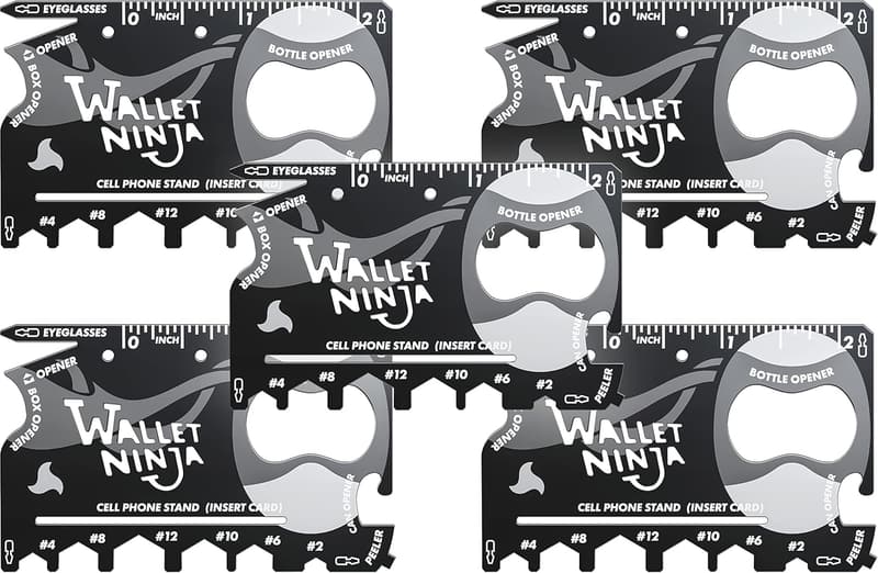 Black Wallet Ninja Multitool Card – 18-in-1 EDC Survival Tool