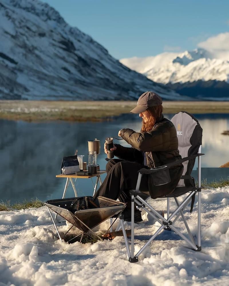 Portable Outdoor Heated Camping Chair with Cupholder & Power Bank