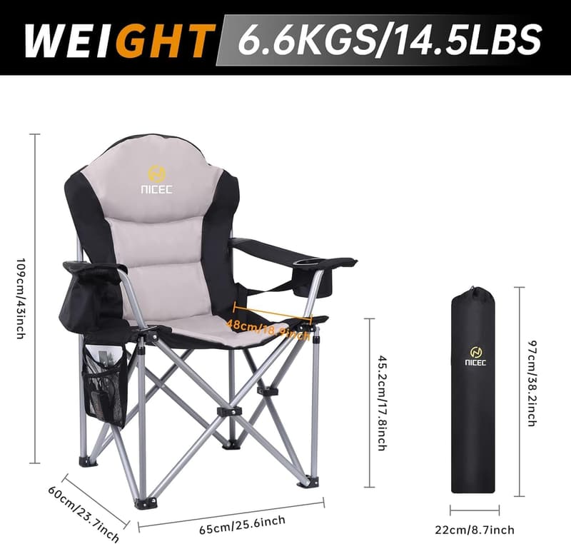 Portable Outdoor Heated Camping Chair with Cupholder & Power Bank